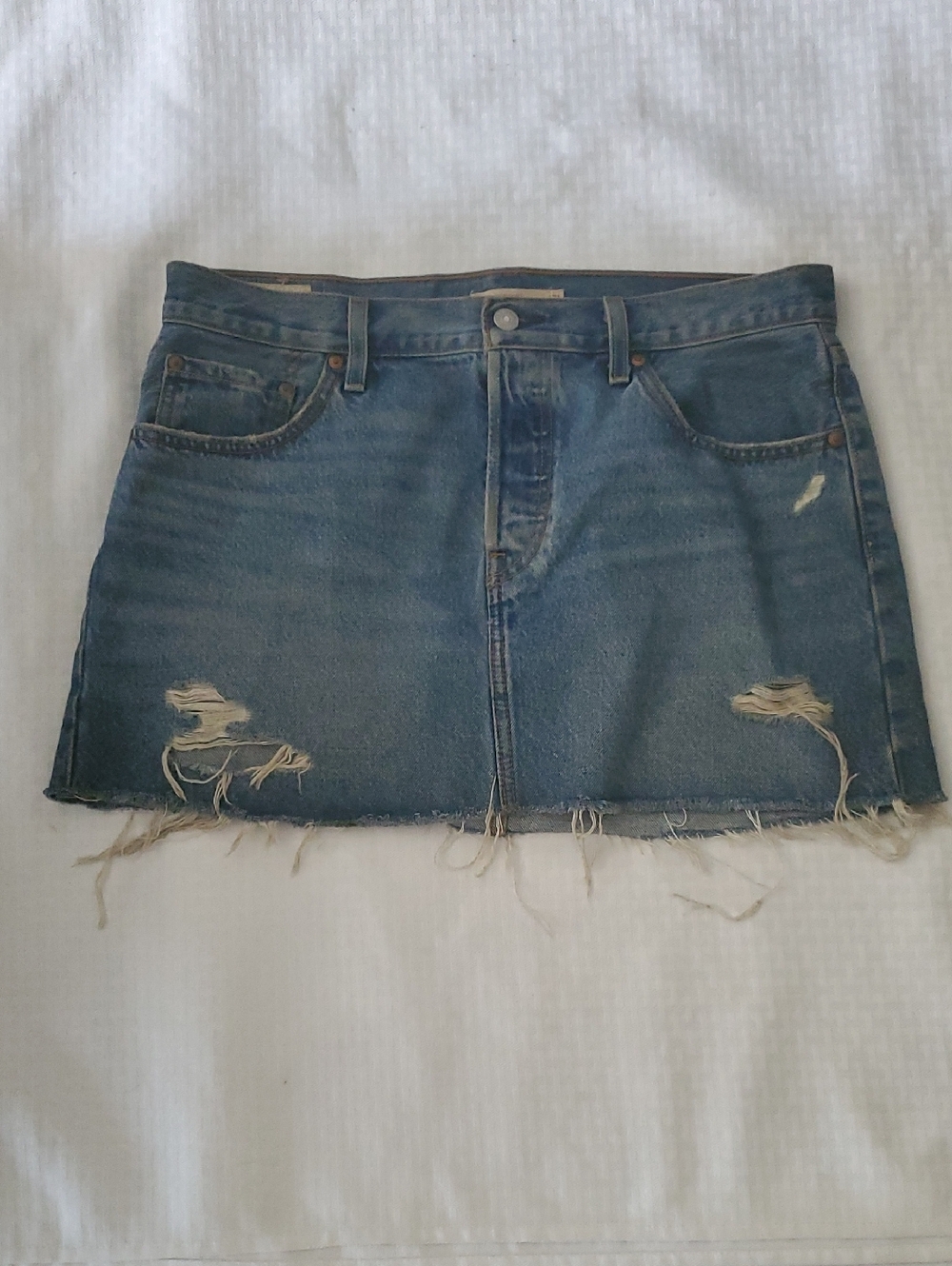 Levi's Blue Distressed Denim Mini Skirt Size 31
